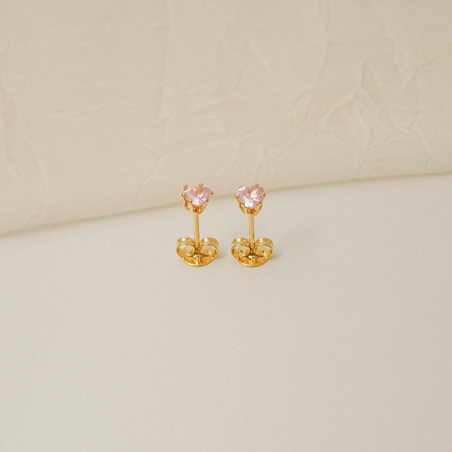 Pink Zircon Heart Earrings
