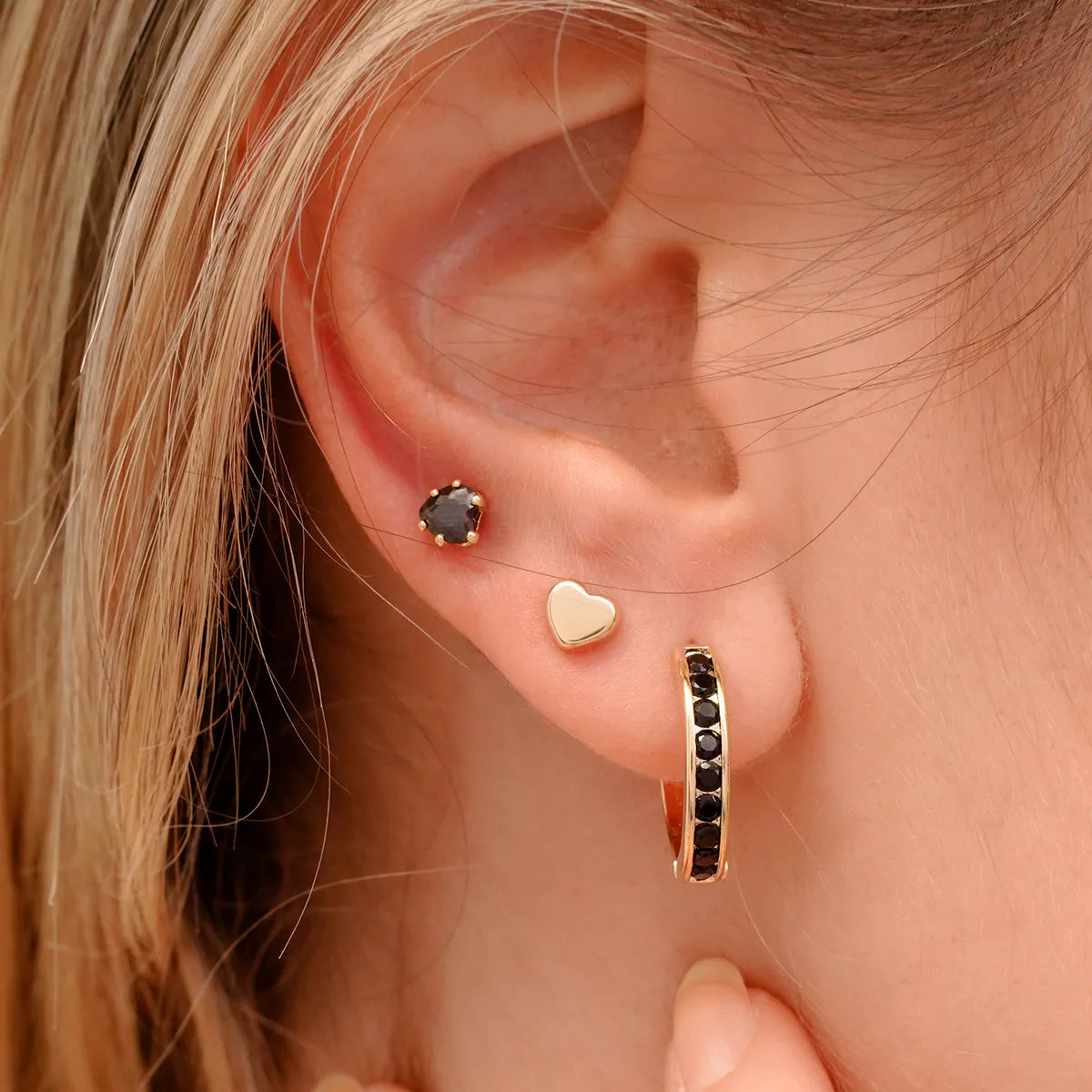 Black Zircon Heart Earrings