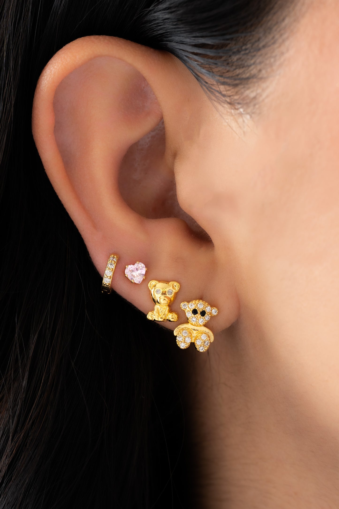 Pink Zircon Heart Earrings
