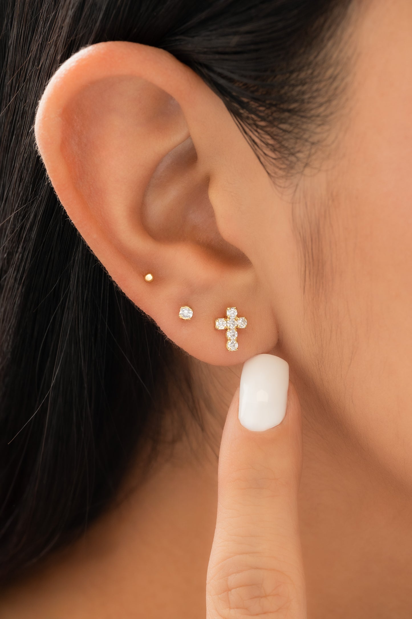 Cross 6 Zirconia 0.8mm Earrings