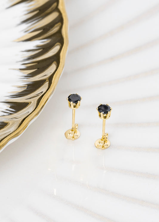 Black Round Zircon Earrings