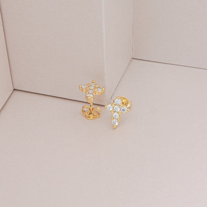 Cross 6 Zirconia Earrings