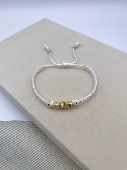 Rhombus Charm Diamond-Cut Beads Handmade Bracelet