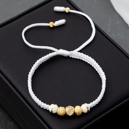 Rhombus Charm Diamond-Cut Beads Handmade Bracelet