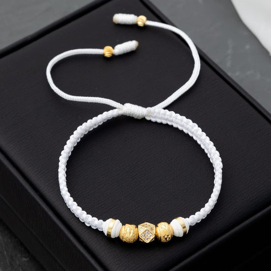 Rhombus Charm Diamond-Cut Beads Handmade Bracelet