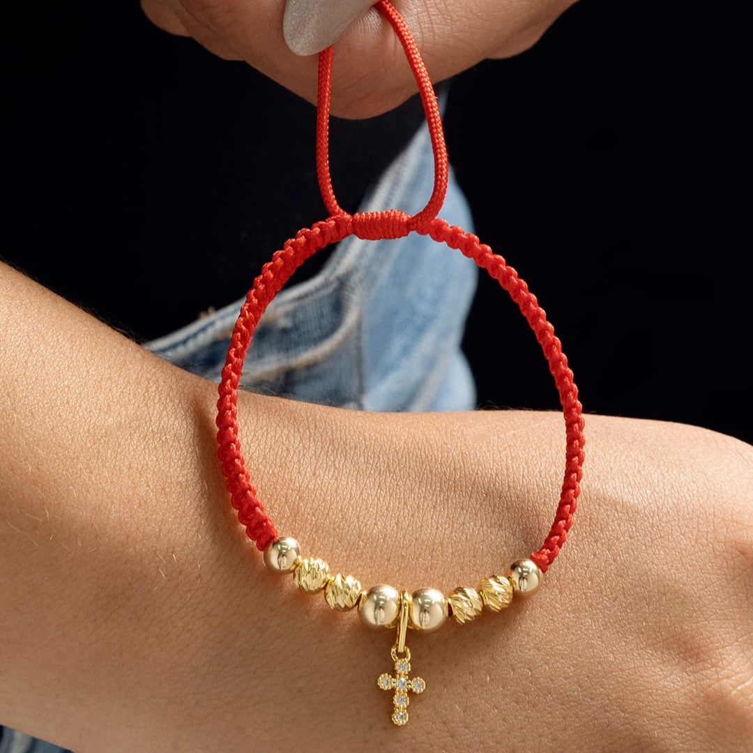 Cross Charm Italian Smooth Beads Handmade Bracelet