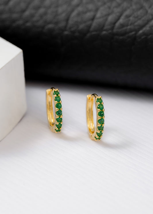 Slim Green Hoop Earrings