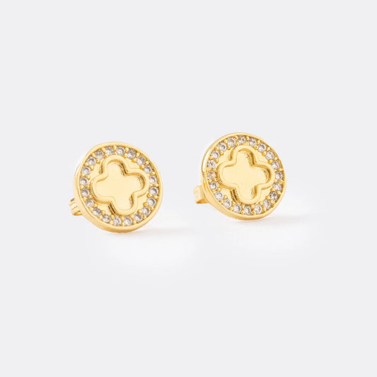 Clover Round Zircon Earrings