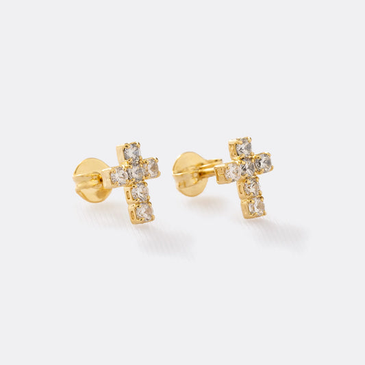 Cross 6 Zirconia 0.8mm Earrings