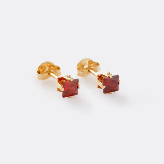 Square Red Zircon Earrings