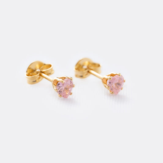 Pink Zircon Heart Earrings