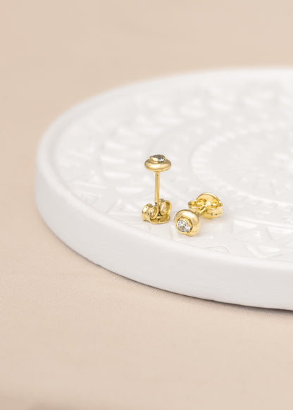 Zircon Round Box 4mm Earrings