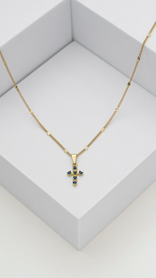 Blue Zirconia Cross Pendant